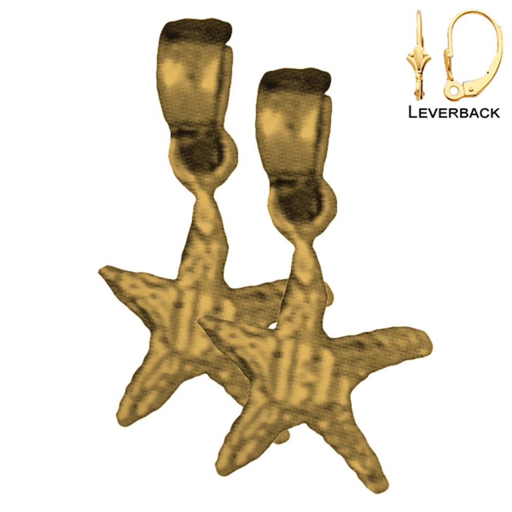 Pendientes de estrella de mar de oro de 14 quilates o 18 quilates de 16 mm