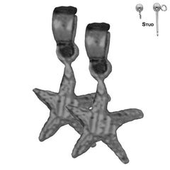 Sterling Silver 16mm Starfish Earrings (White or Yellow Gold Plated)