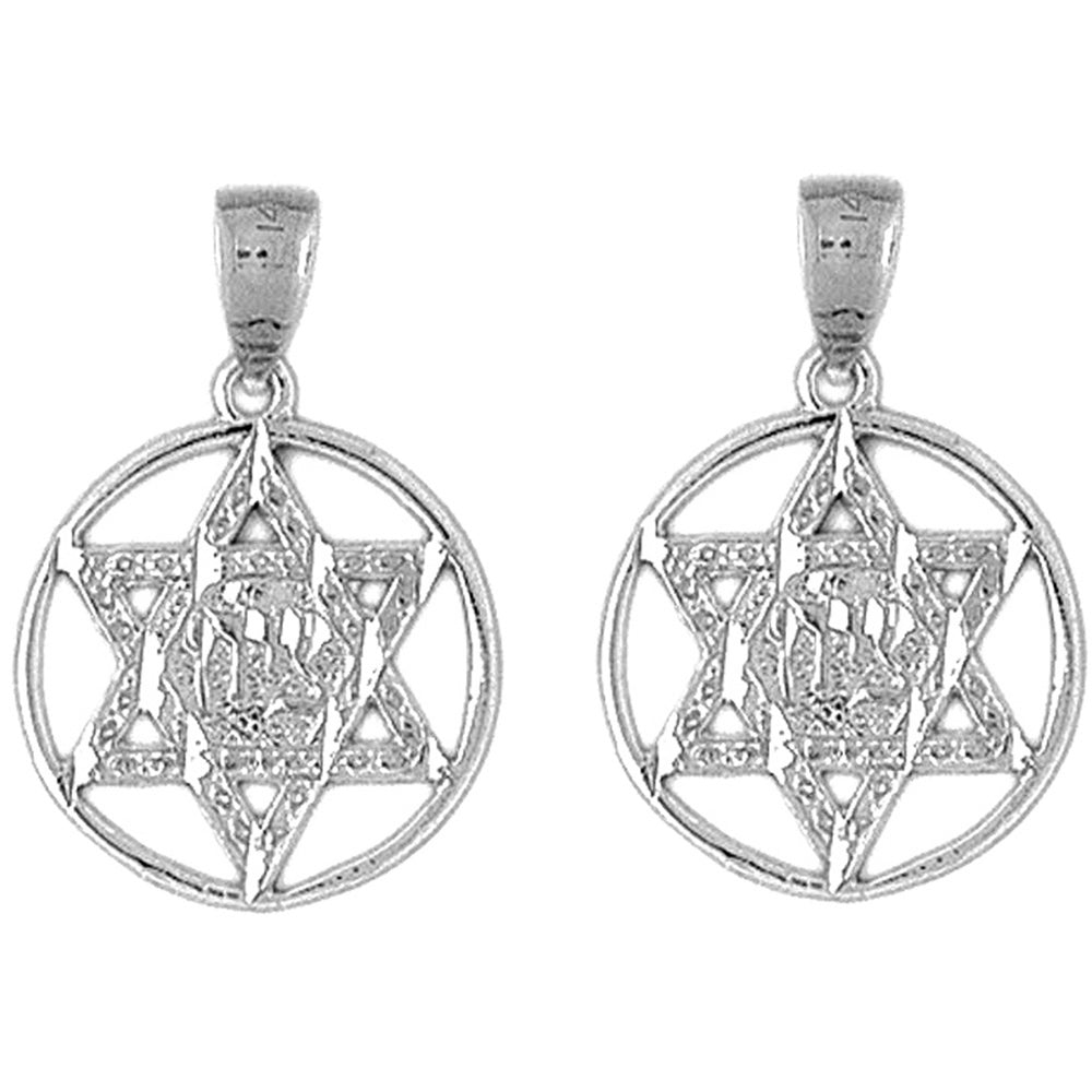 14K or 18K Gold 25mm Star of David in Circle Earrings