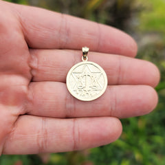 10K, 14K or 18K Gold Star of David and Scale of Justice Pendant