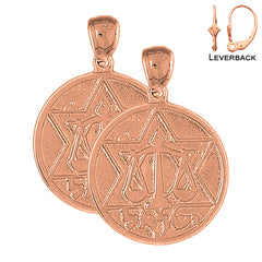 14K or 18K Gold Star of David and Scale of Justice Earrings