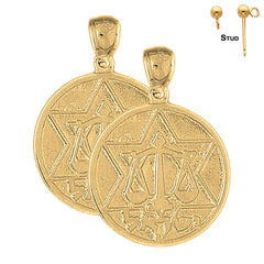 Pendientes de plata de ley con estrella de David y balanza de la justicia de 31 mm (chapados en oro blanco o amarillo)