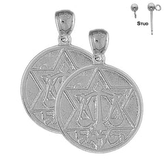 14K or 18K Gold Star of David and Scale of Justice Earrings