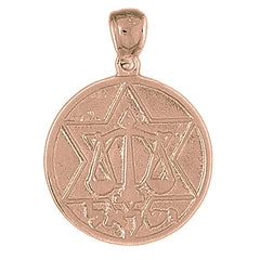 10K, 14K or 18K Gold Star of David and Scale of Justice Pendant