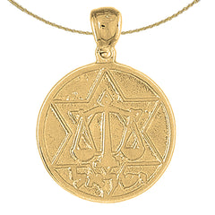 10K, 14K or 18K Gold Star of David and Scale of Justice Pendant