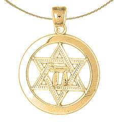 10K, 14K or 18K Gold Star of David with Chai Pendant