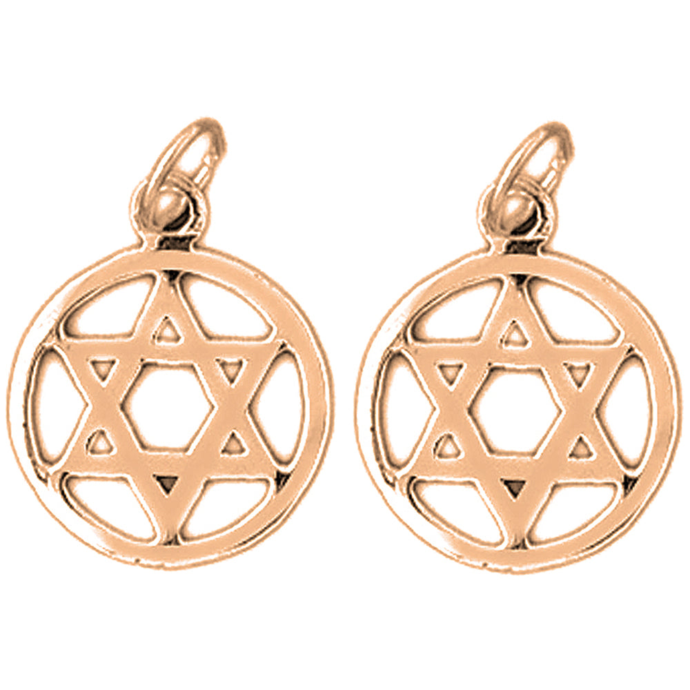 14K or 18K Gold 18mm Star of David in Circle Earrings