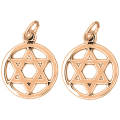 14K or 18K Gold 18mm Star of David in Circle Earrings