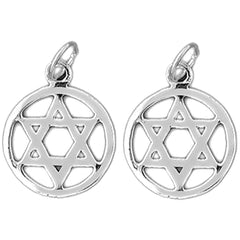 Sterling Silver 18mm Star of David in Circle Earrings