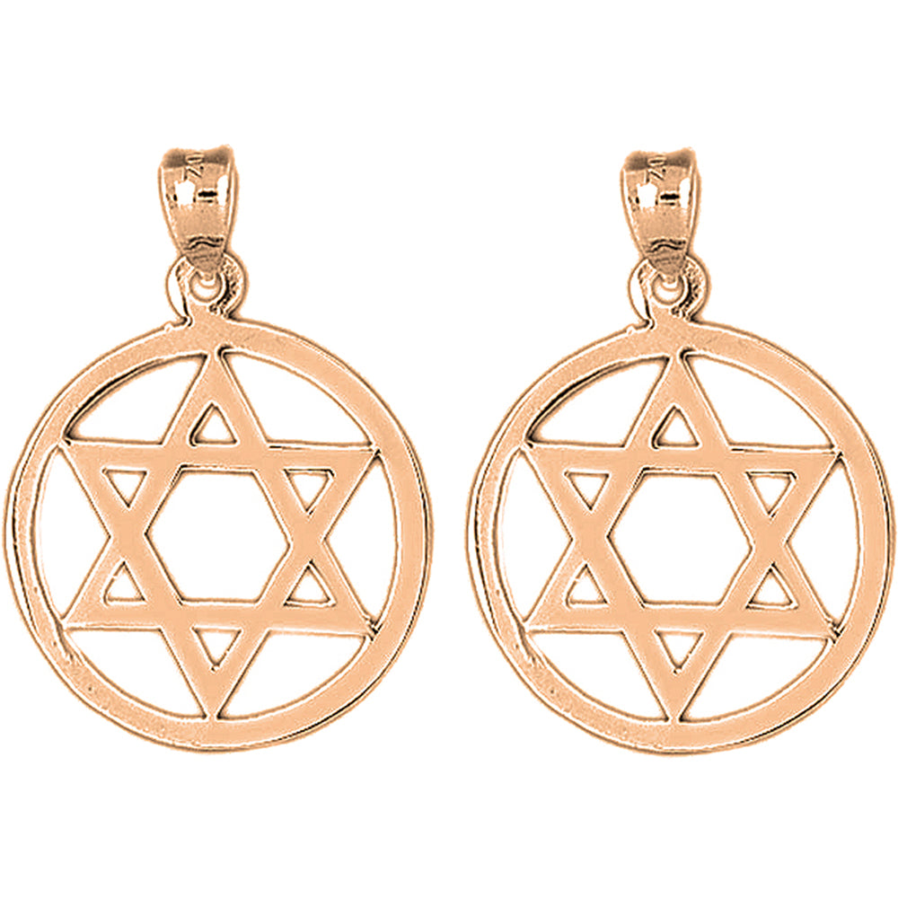 14K or 18K Gold 31mm Star of David in Circle Earrings