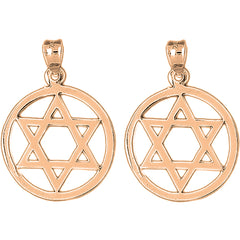 14K or 18K Gold 31mm Star of David in Circle Earrings