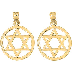 14K or 18K Gold 31mm Star of David in Circle Earrings