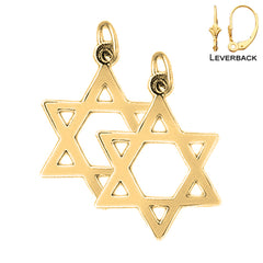 Sterling Silver 24mm Star of David Earrings (White or Yellow Gold Plated)