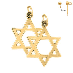 Sterling Silver 24mm Star of David Earrings (White or Yellow Gold Plated)