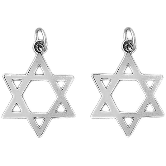 Sterling Silver 24mm Star of David Earrings