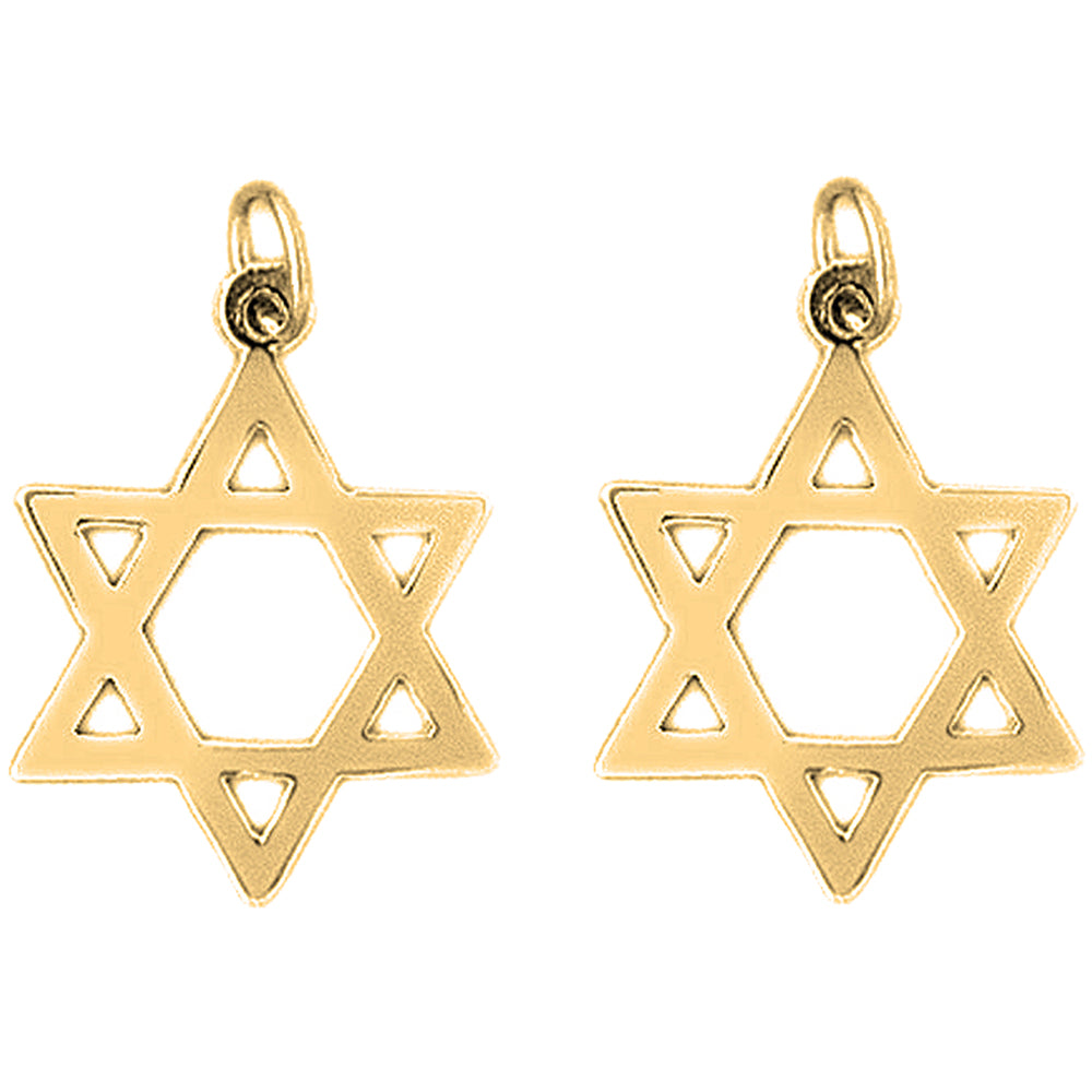 Yellow Gold-plated Silver 24mm Star of David Earrings