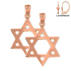 14K or 18K Gold Star of David Earrings