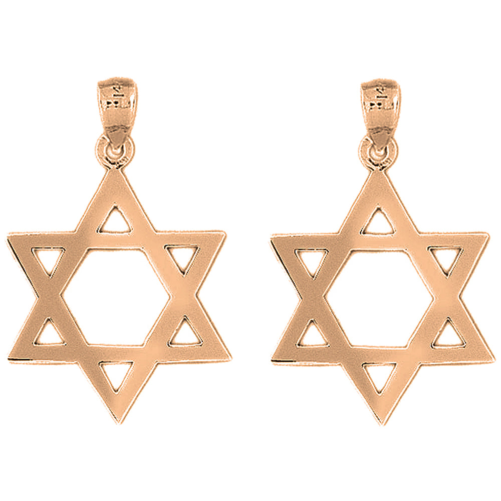 14K or 18K Gold 33mm Star of David Earrings