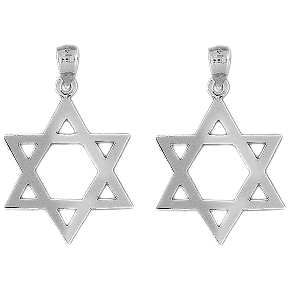 Sterling Silver 33mm Star of David Earrings