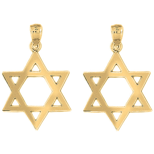 Yellow Gold-plated Silver 33mm Star of David Earrings