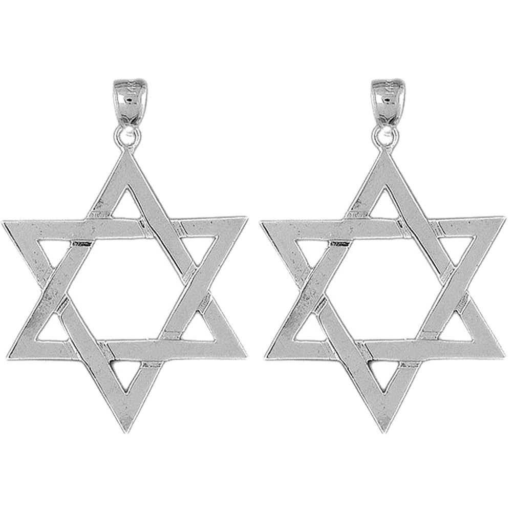 Sterling Silver 47mm Star of David Earrings