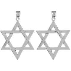 Sterling Silver 47mm Star of David Earrings