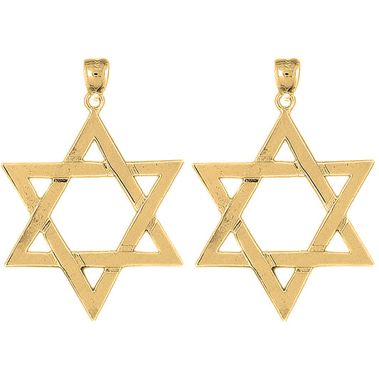 Yellow Gold-plated Silver 47mm Star of David Earrings