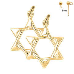 Sterling Silver 23mm Star of David Earrings (White or Yellow Gold Plated)