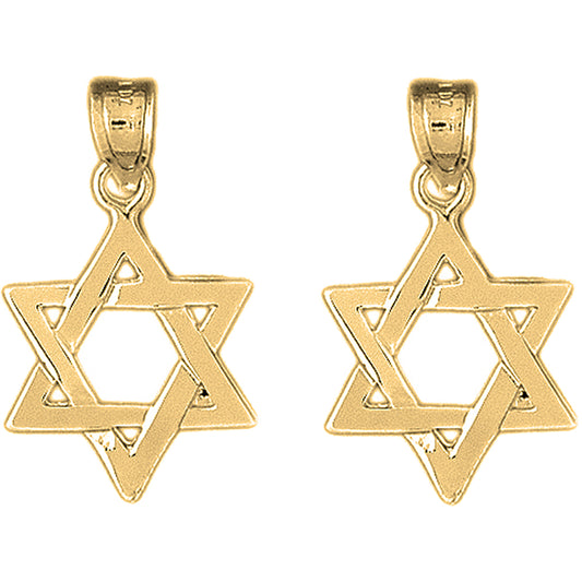 Yellow Gold-plated Silver 29mm Star of David Earrings