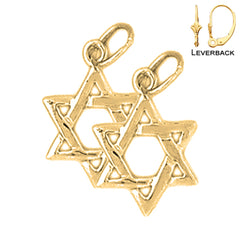 Sterling Silver 17mm Star of David Earrings (White or Yellow Gold Plated)