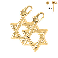 Sterling Silver 17mm Star of David Earrings (White or Yellow Gold Plated)