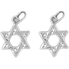 Sterling Silver 17mm Star of David Earrings