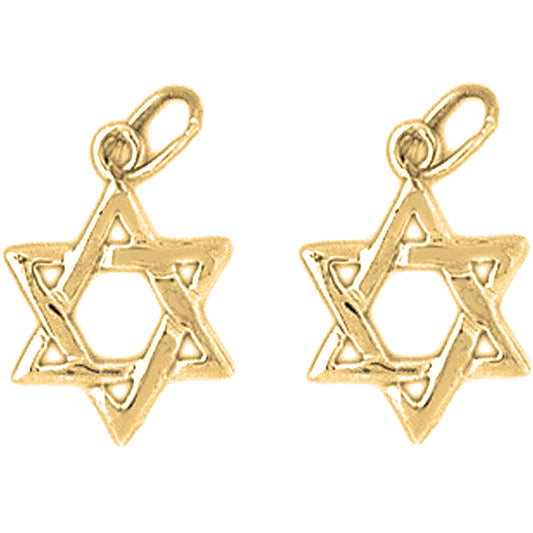 Yellow Gold-plated Silver 17mm Star of David Earrings