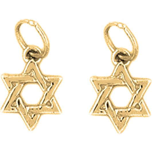 Yellow Gold-plated Silver 14mm Star of David Earrings