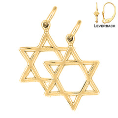 Sterling Silver 20mm Star of David Earrings (White or Yellow Gold Plated)