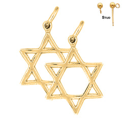 Sterling Silver 20mm Star of David Earrings (White or Yellow Gold Plated)