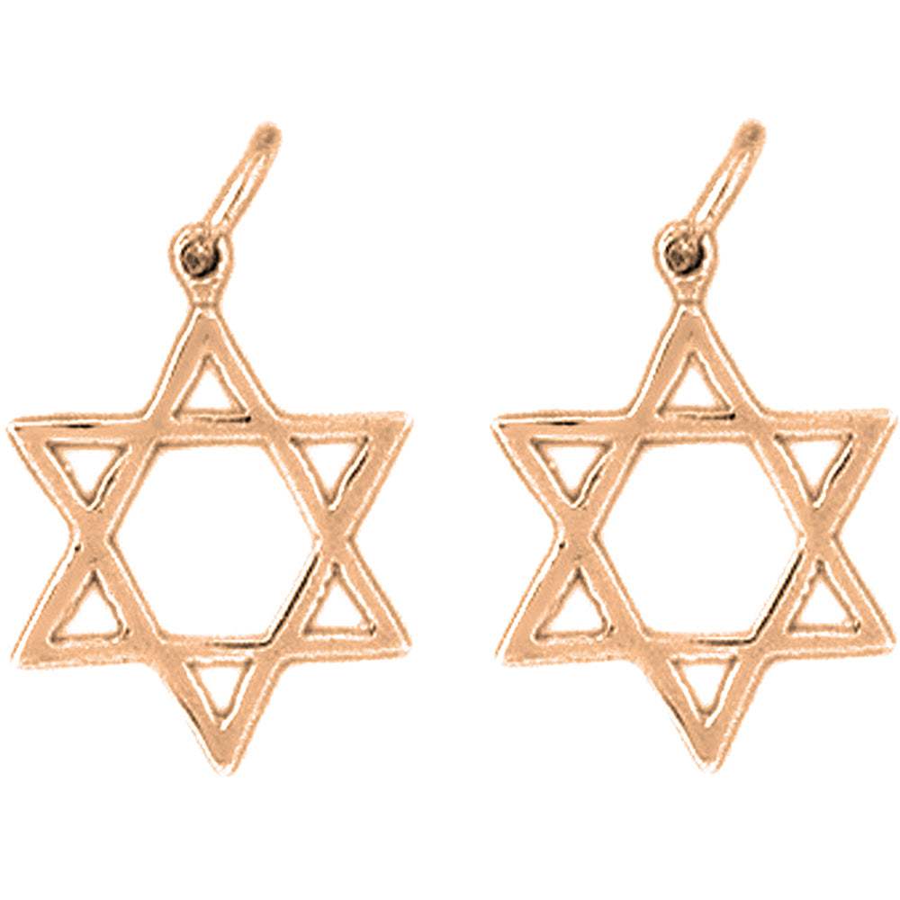 14K or 18K Gold 20mm Star of David Earrings