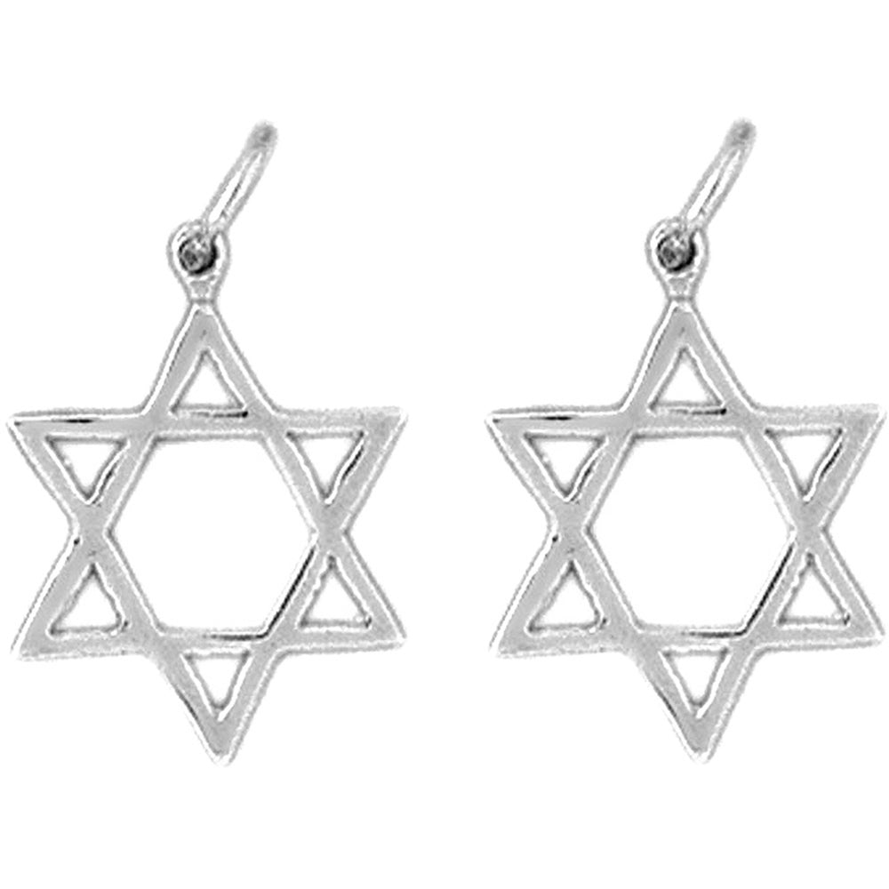 Sterling Silver 20mm Star of David Earrings