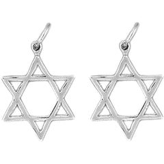 Sterling Silver 20mm Star of David Earrings