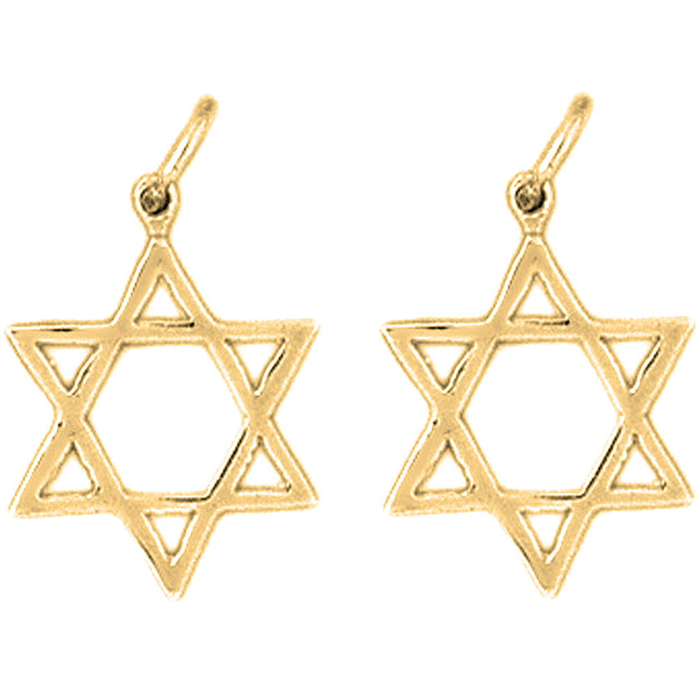 Yellow Gold-plated Silver 20mm Star of David Earrings