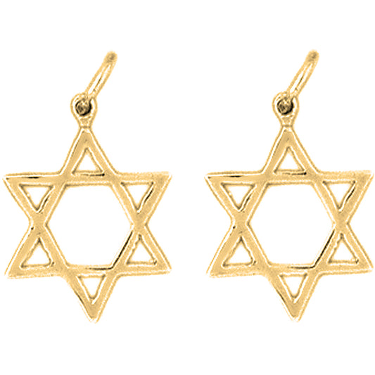 Yellow Gold-plated Silver 20mm Star of David Earrings