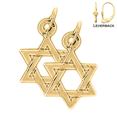 Sterling Silver 17mm Star of David Earrings (White or Yellow Gold Plated)