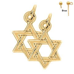 Sterling Silver 17mm Star of David Earrings (White or Yellow Gold Plated)