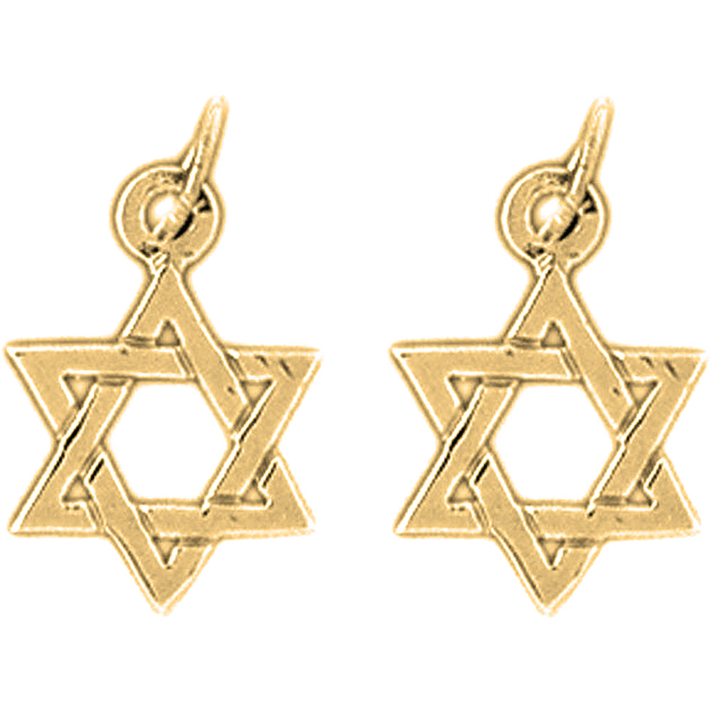 Yellow Gold-plated Silver 17mm Star of David Earrings