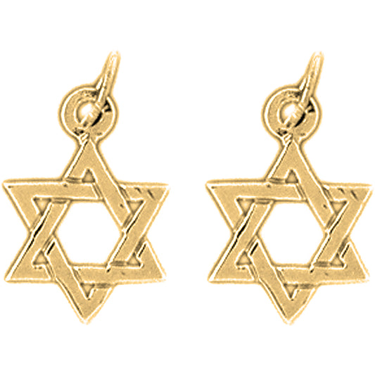 Yellow Gold-plated Silver 17mm Star of David Earrings