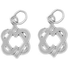 Sterling Silver 17mm Star of David in Shape of Hearts Earrings