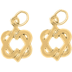 Yellow Gold-plated Silver 17mm Star of David in Shape of Hearts Earrings