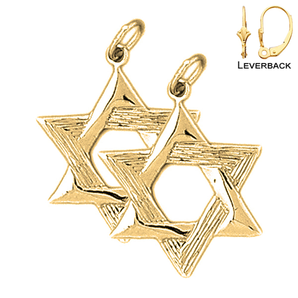 14K or 18K Gold Star of David Earrings