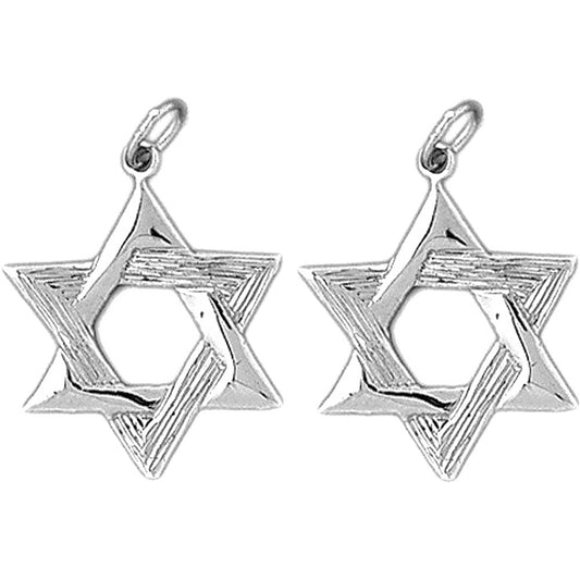 Sterling Silver 24mm Star of David Earrings