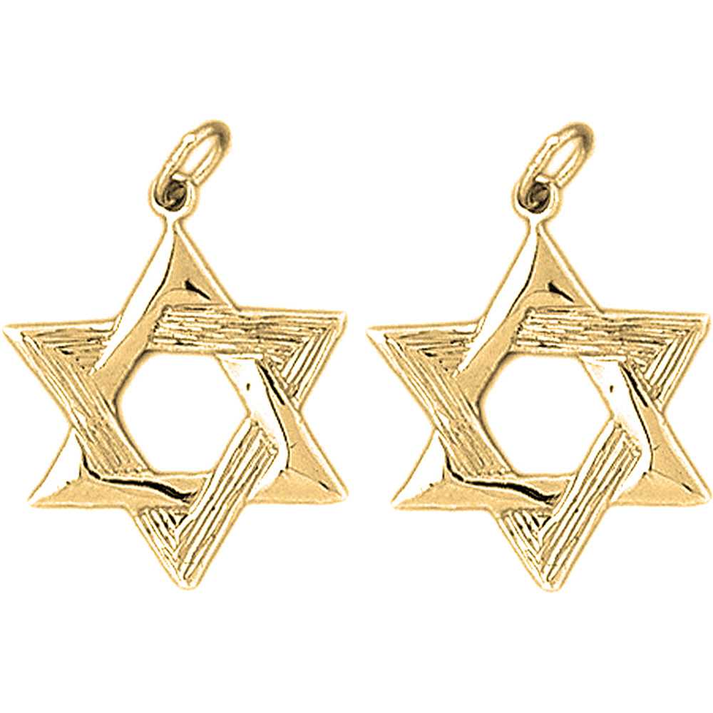 Yellow Gold-plated Silver 24mm Star of David Earrings